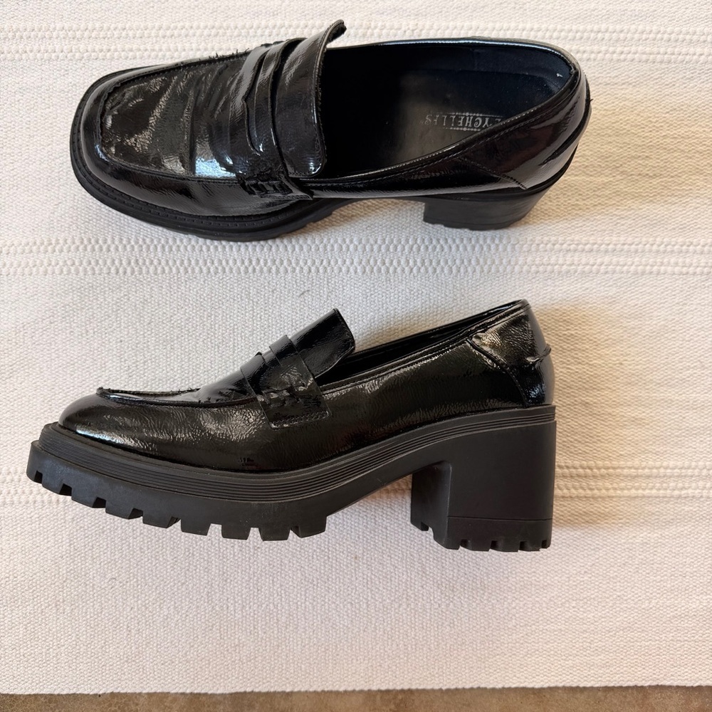 Seychelles Black Patent Chunky Lug Sole Loafers Platform Heels Women’s 11 - Picture 10 of 12